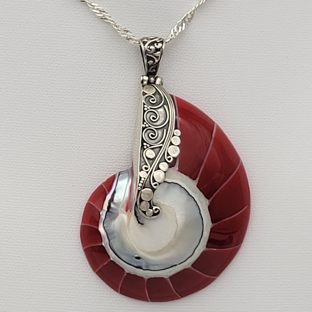 Vintage shell and sterling necklace